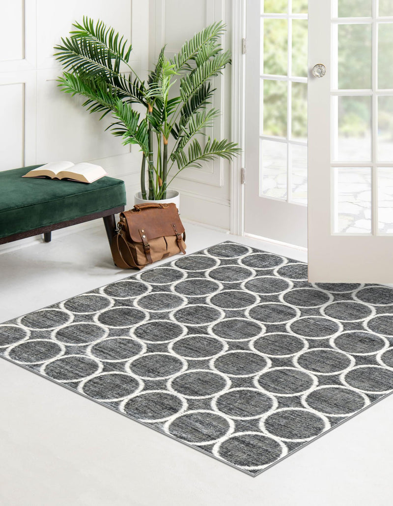 Garden Maze Retreat Collection Area Rug - Ivyhaven Square Gray lifestyle 79
