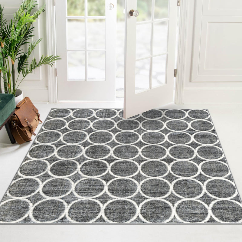 Garden Maze Retreat Collection Area Rug - Ivyhaven Square Gray lifestyle 119