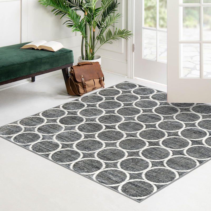 Garden Maze Retreat Collection Area Rug - Ivyhaven Square Gray lifestyle 127