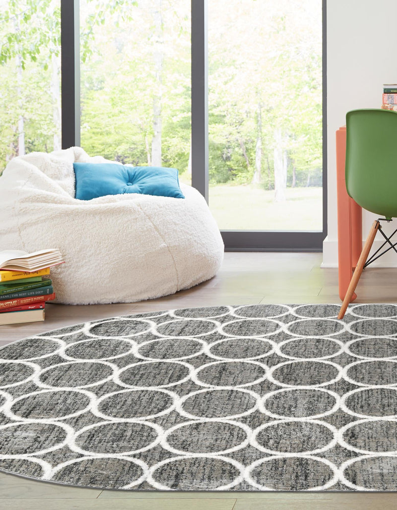 Garden Maze Retreat Collection Area Rug - Ivyhaven Oval Gray lifestyle 80
