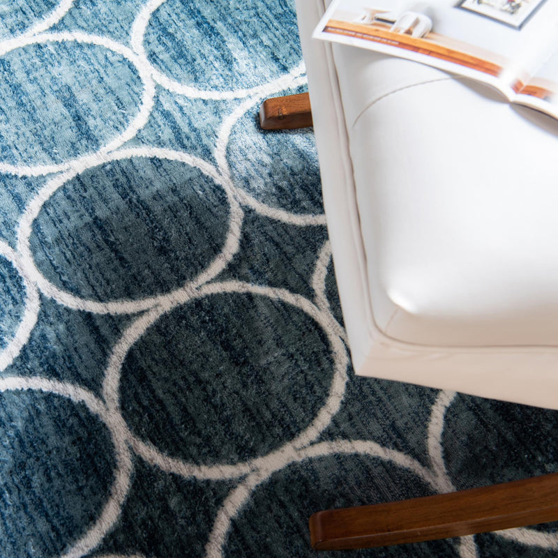 Garden Maze Retreat Collection Area Rug - Ivyhaven Octagon Blue lifestyle 110