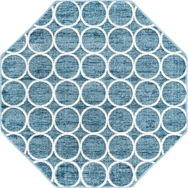 Garden Maze Retreat Collection Area Rug - Ivyhaven Octagon Blue lifestyle 52