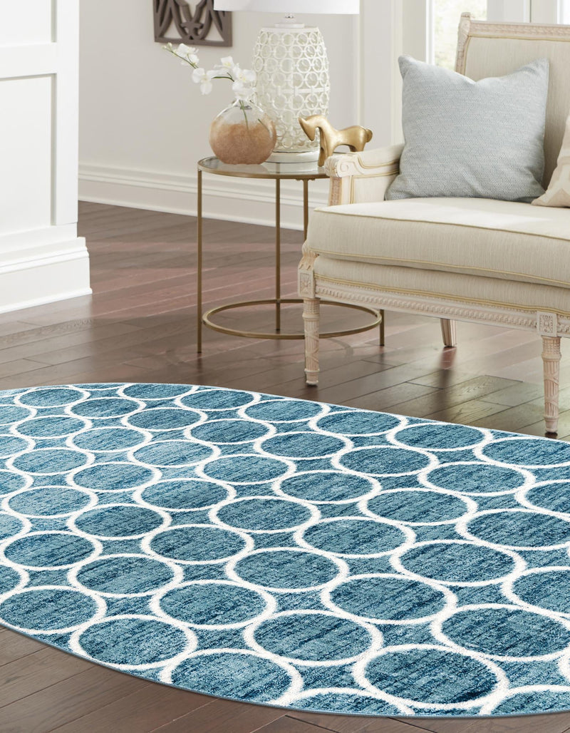 Garden Maze Retreat Collection Area Rug - Ivyhaven Oval Blue lifestyle 82