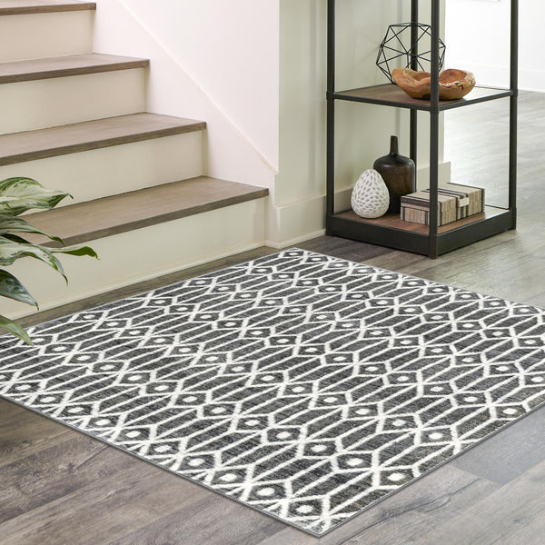 Garden Maze Retreat Collection Area Rug - Mazeview Square Gray lifestyle 160