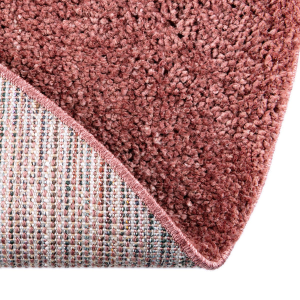Plush Paradise Retreat Collection Area Rug - Santorini (Pomegranate Red) Round Pomegranate Red lifestyle 33