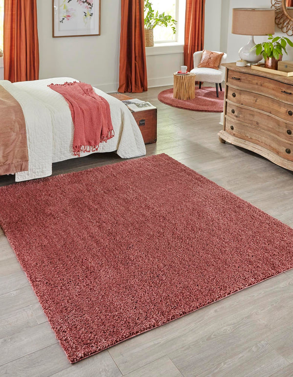 Plush Paradise Retreat Collection Area Rug - Santorini (Pomegranate Red) Square Pomegranate Red lifestyle 16