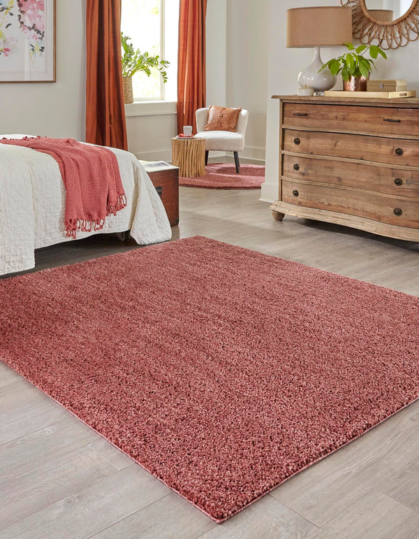 Plush Paradise Retreat Collection Area Rug - Santorini (Pomegranate Red) Square Pomegranate Red lifestyle 19