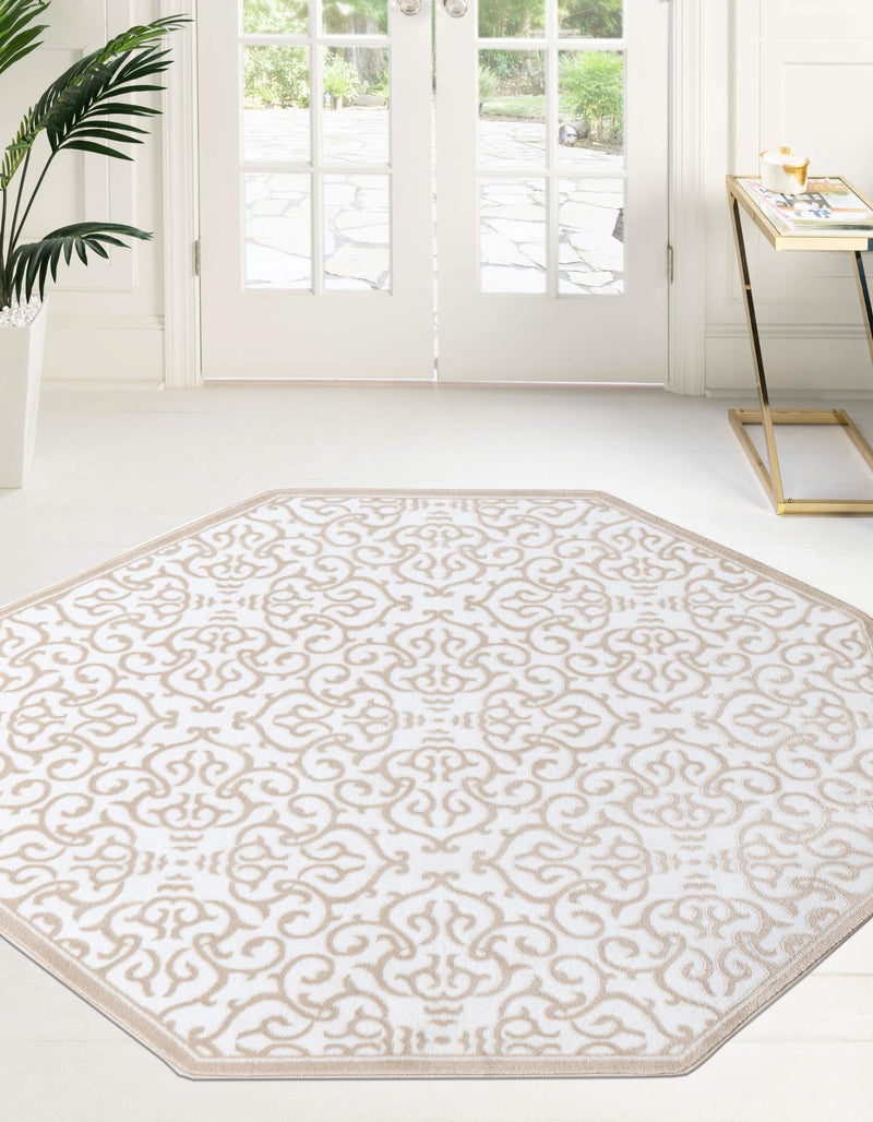 Andes Summit Collection Area Rug - Chimborazo Octagon Snow White lifestyle 28