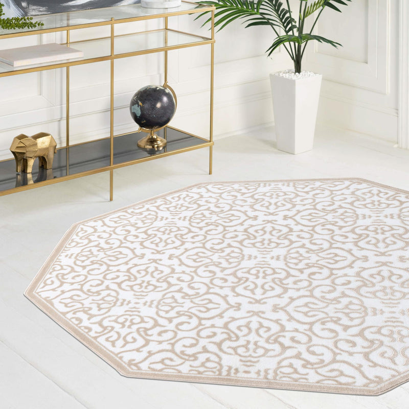 Andes Summit Collection Area Rug - Chimborazo Octagon Snow White lifestyle 75