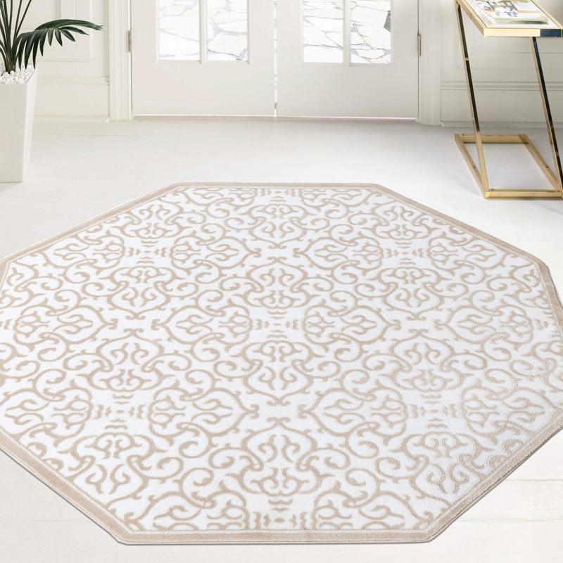 Andes Summit Collection Area Rug - Chimborazo Octagon Snow White lifestyle 78