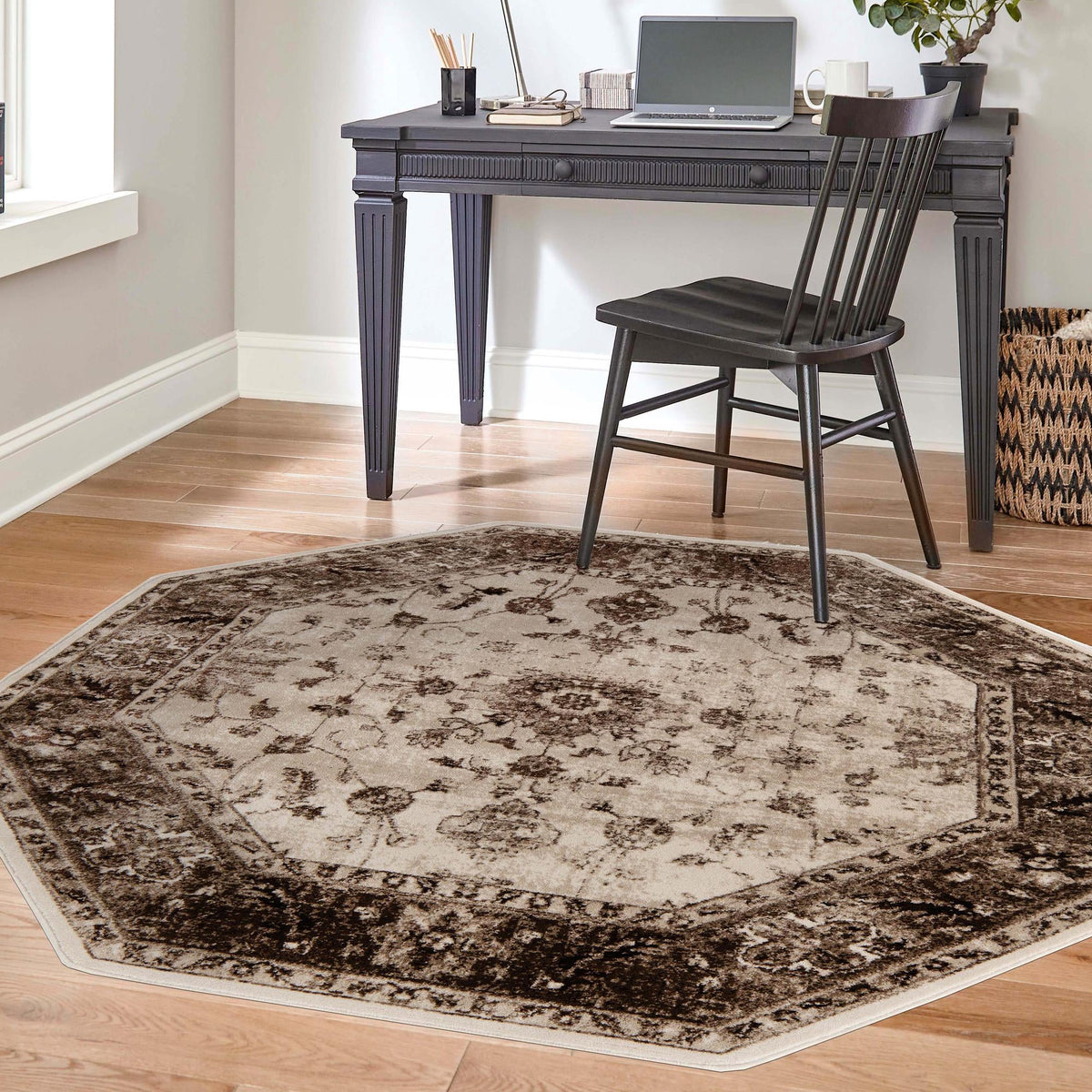 Andes Summit Collection Area Rug - Aconcagua Octagon Cream lifestyle 53