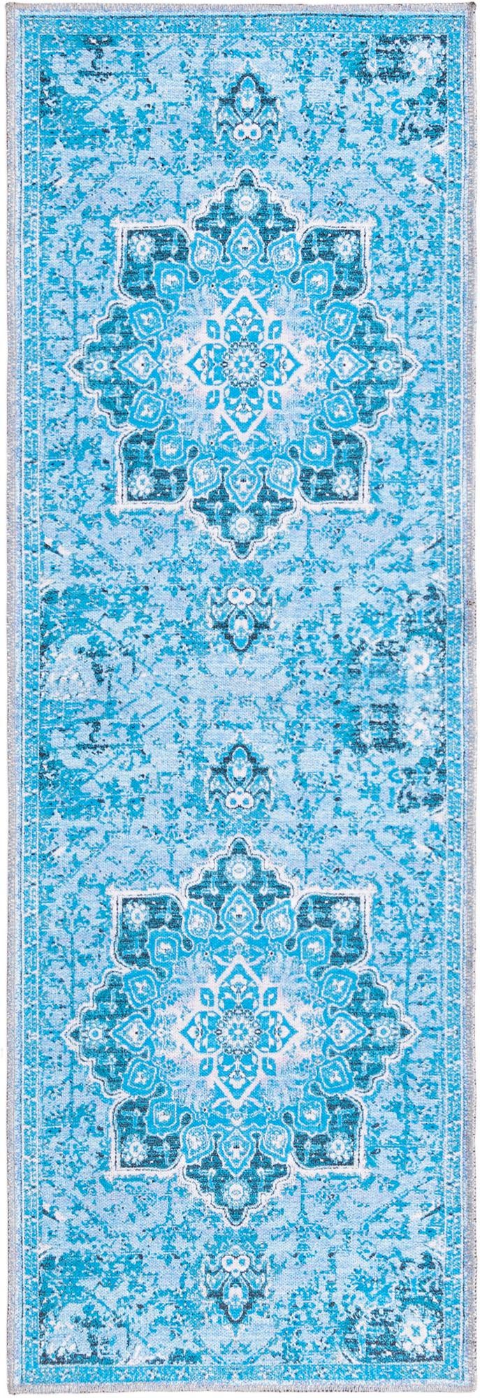 Baroque Era Collection Area Rug - Versailles (Aqua Blue) Runner Aqua Blue lifestyle 10