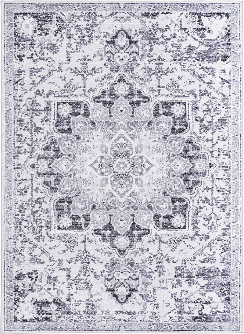 Baroque Era Collection Area Rug - Versailles (Light Gray) Rectangle Light Gray Main