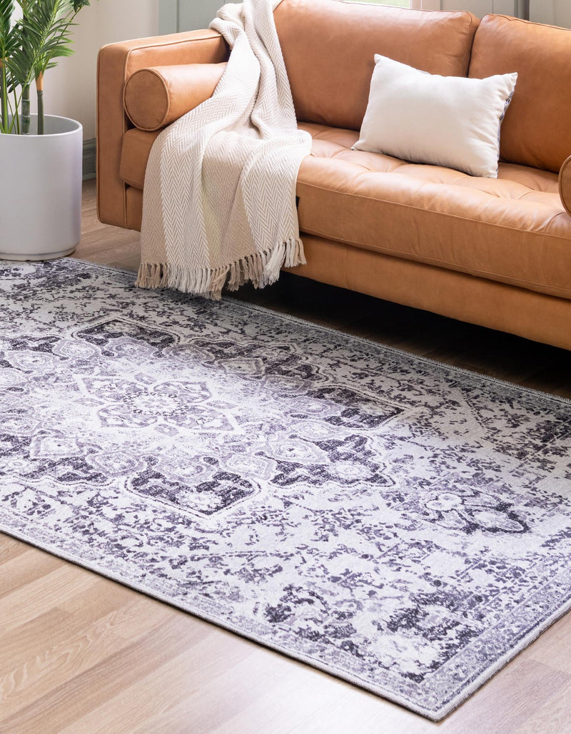Baroque Era Collection Area Rug - Versailles (Light Gray) Rectangle Light Gray lifestyle 3