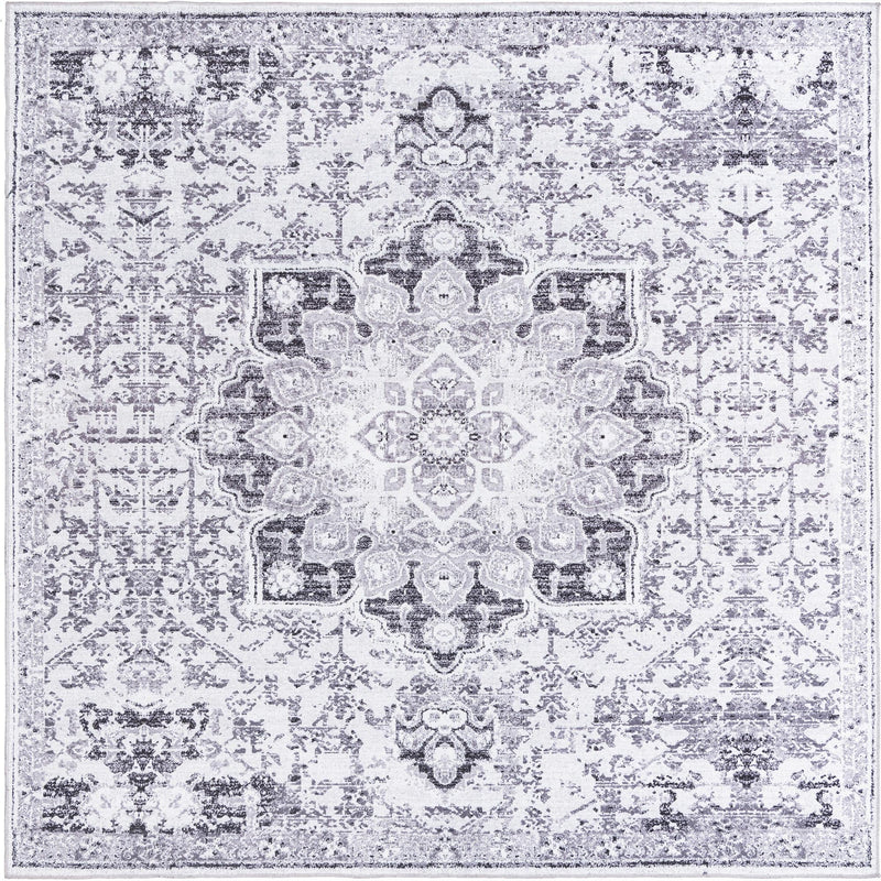Baroque Era Collection Area Rug - Versailles (Light Gray) Square Light Gray lifestyle 9