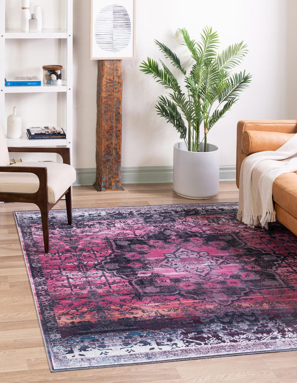 Baroque Era Collection Area Rug - Versailles (Antique Rose) Square Antique Rose lifestyle 11