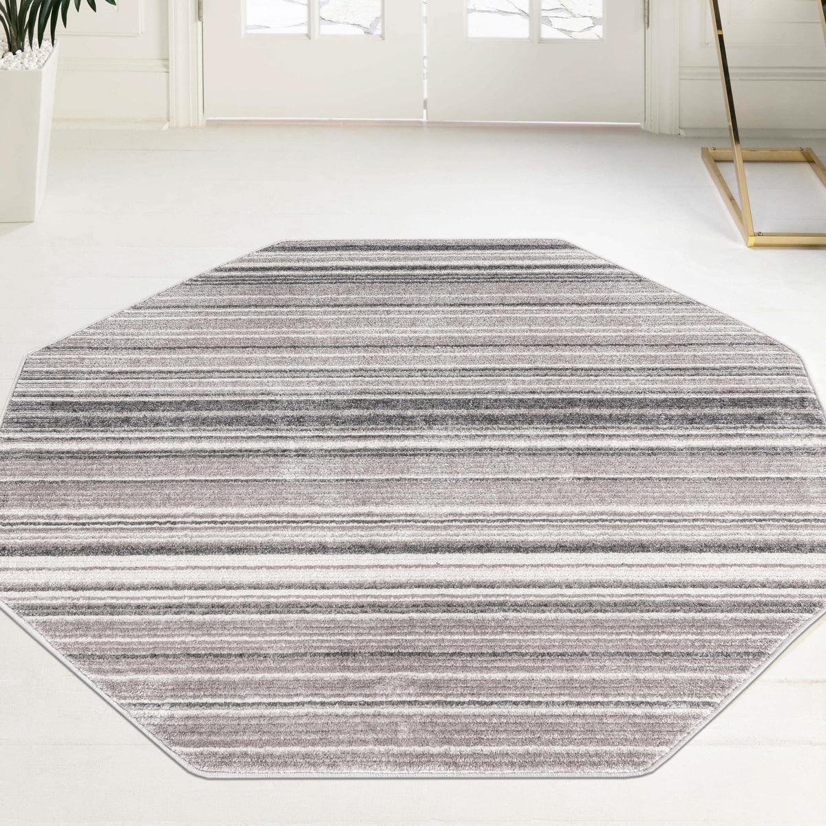 Jewel Oasis Collection Area Rug - Sapphire (Gray) Octagon Gray lifestyle 82