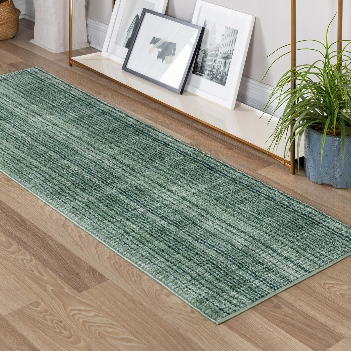Jewel Oasis Collection Area Rug - Sapphire (Green) Runner Green lifestyle 88