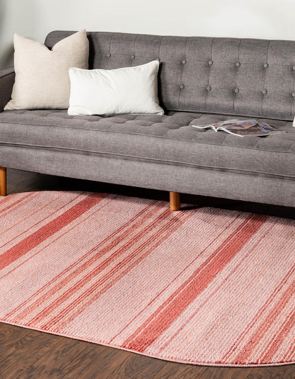 Jewel Oasis Collection Area Rug - Sapphire (Rusty Pink Rose) Oval Rusty Pink Rose lifestyle 26