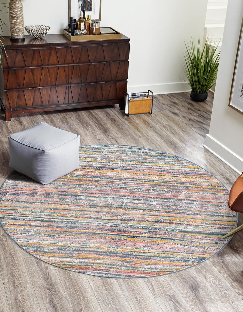 Jewel Oasis Collection Area Rug - Sapphire (Multi) Round Multi lifestyle 21