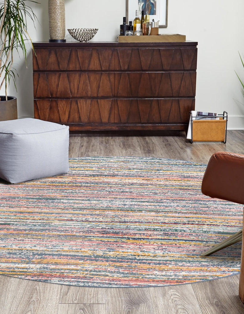 Jewel Oasis Collection Area Rug - Sapphire (Multi) Round Multi lifestyle 25