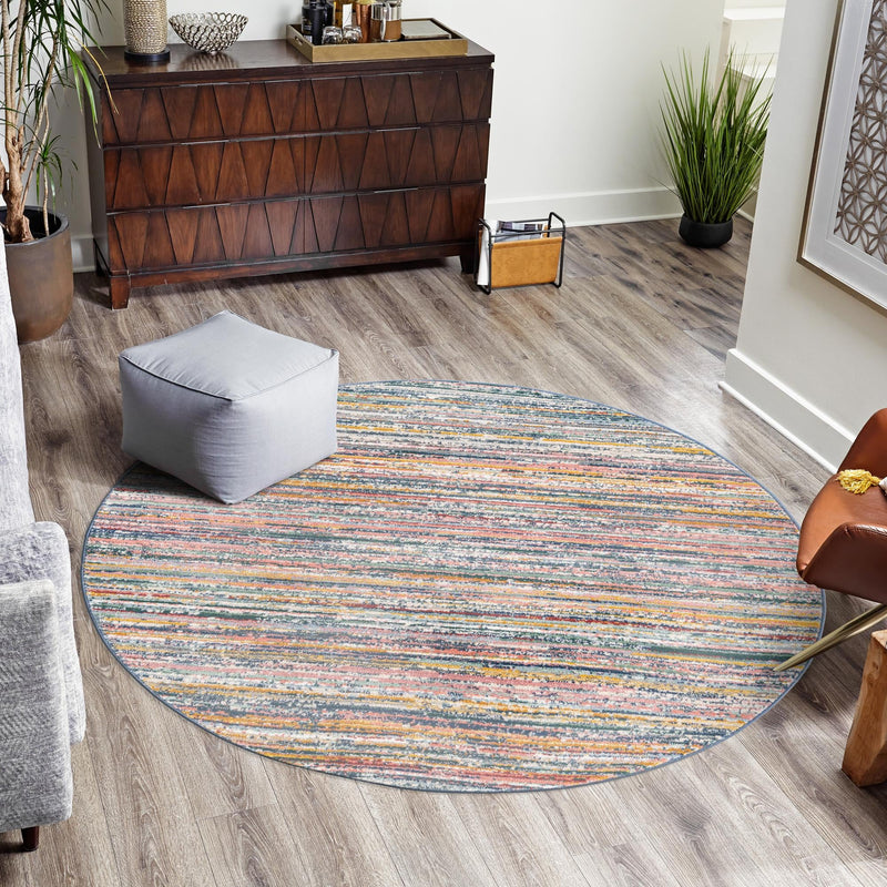 Jewel Oasis Collection Area Rug - Sapphire (Multi) Round Multi lifestyle 91
