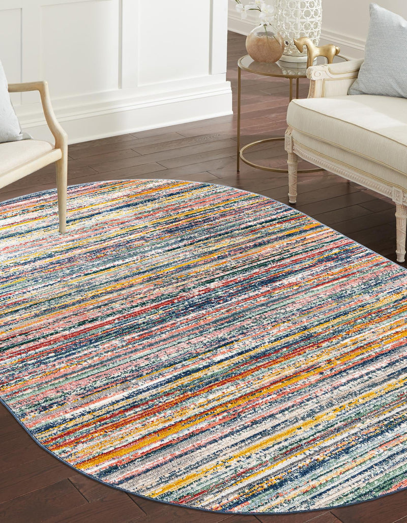 Jewel Oasis Collection Area Rug - Sapphire (Multi) Oval Multi lifestyle 25