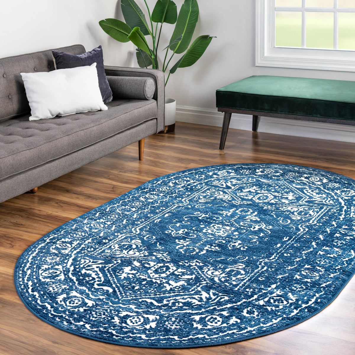 Charleston Elegance Collection Area Rug - Harborview Oval Blue lifestyle 102