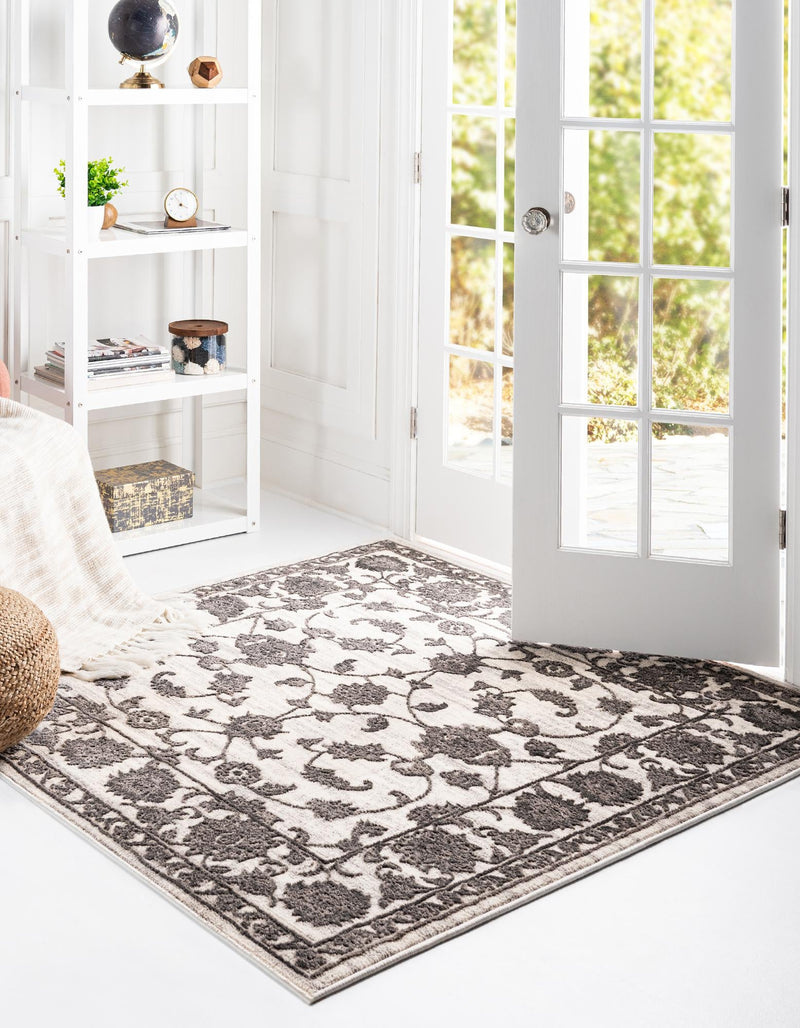 Charleston Elegance Collection Area Rug - Seaport (white Gray) Square white Gray lifestyle 27