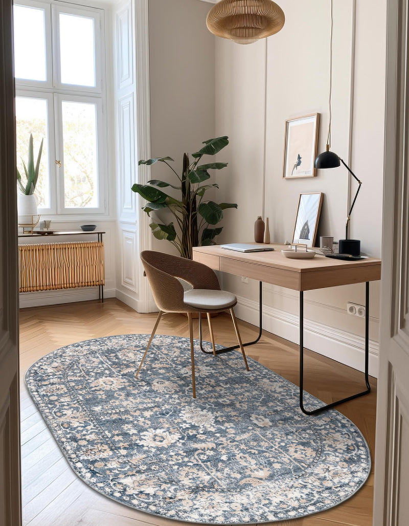 Cascade Range Collection Area Rug - Shasta (Blue) Oval Blue lifestyle 41