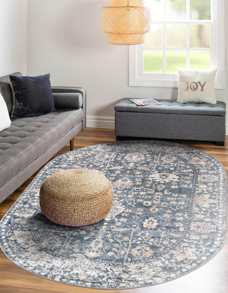 Cascade Range Collection Area Rug - Shasta (Blue) Oval Blue lifestyle 49
