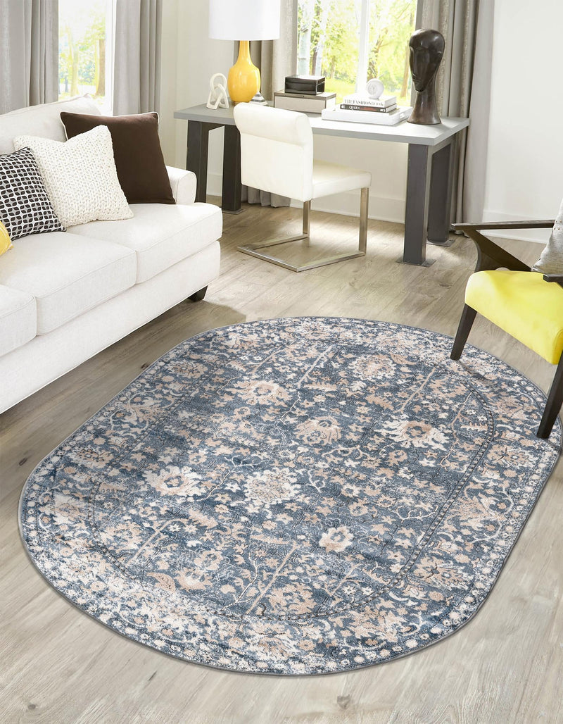 Cascade Range Collection Area Rug - Shasta (Blue) Oval Blue lifestyle 57