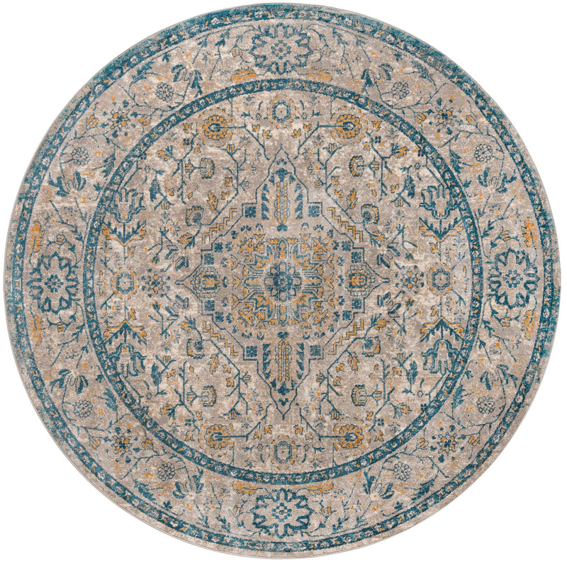 Seville Stripes Collection Area Rug - Cadiz (Light Gray) Round Light Gray lifestyle 3