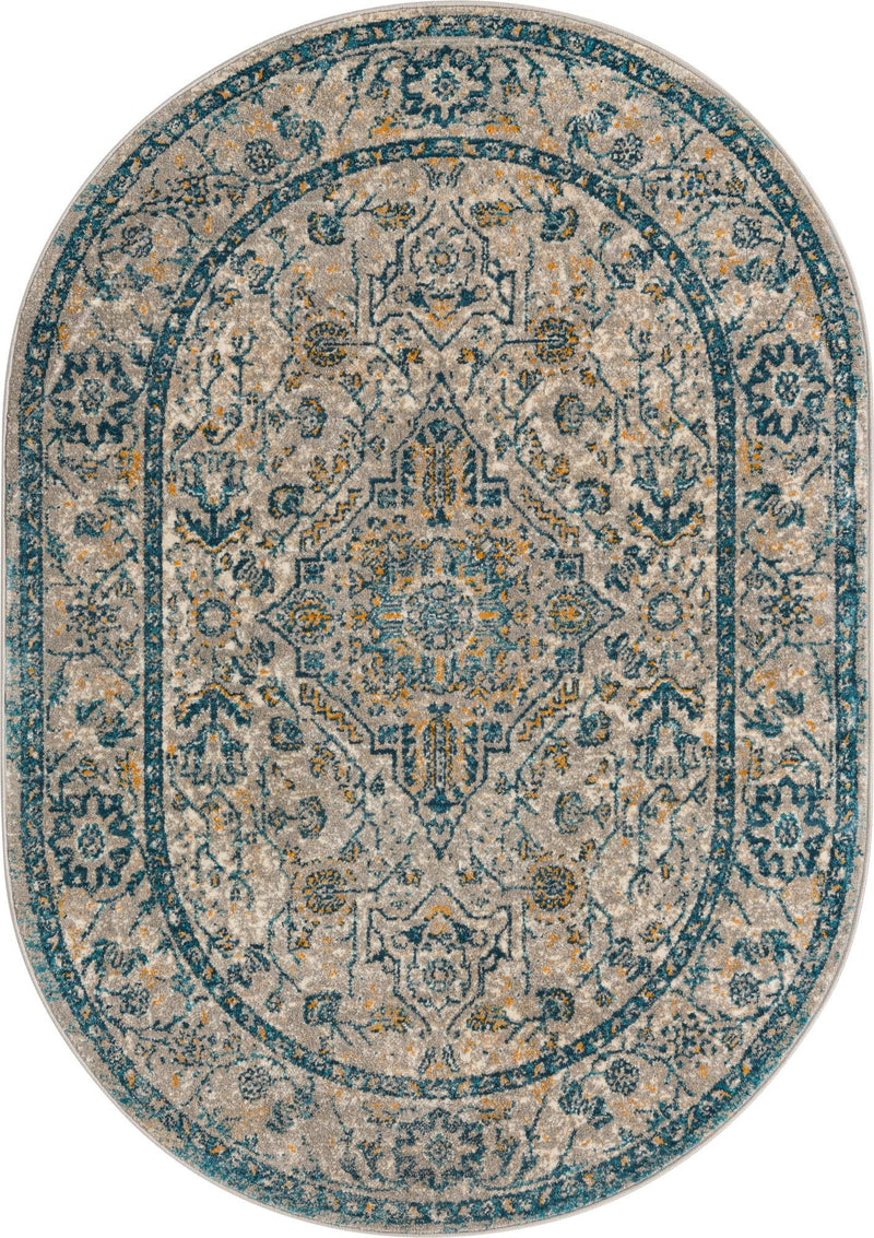 Seville Stripes Collection Area Rug - Cadiz (Light Gray) Oval Light Gray lifestyle 5