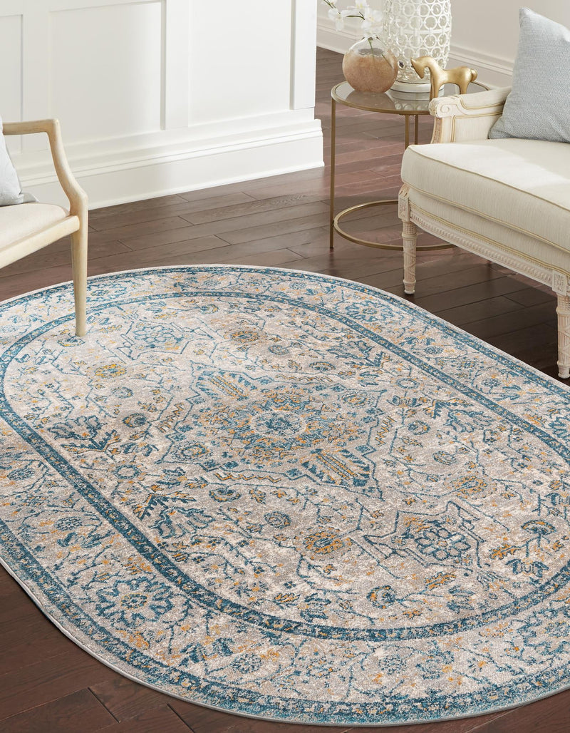 Seville Stripes Collection Area Rug - Cadiz (Light Gray) Oval Light Gray lifestyle 10