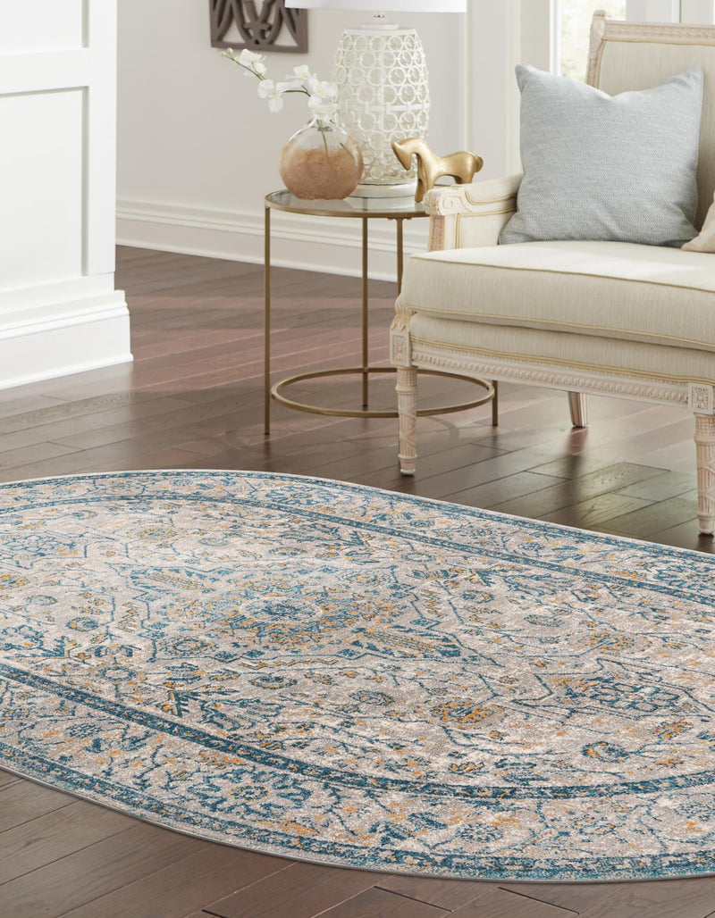 Seville Stripes Collection Area Rug - Cadiz (Light Gray) Oval Light Gray lifestyle 15