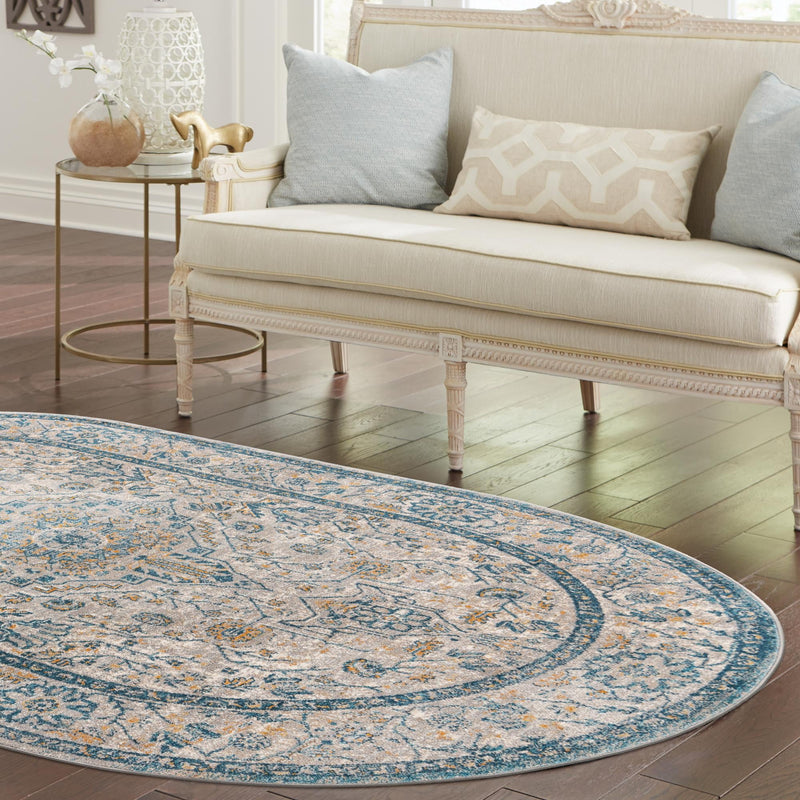 Seville Stripes Collection Area Rug - Cadiz (Light Gray) Oval Light Gray lifestyle 72