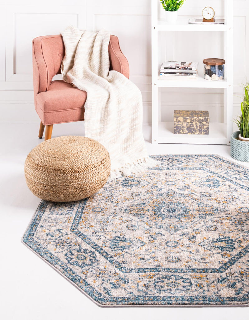 Seville Stripes Collection Area Rug - Cadiz (Light Gray) Octagon Light Gray lifestyle 11