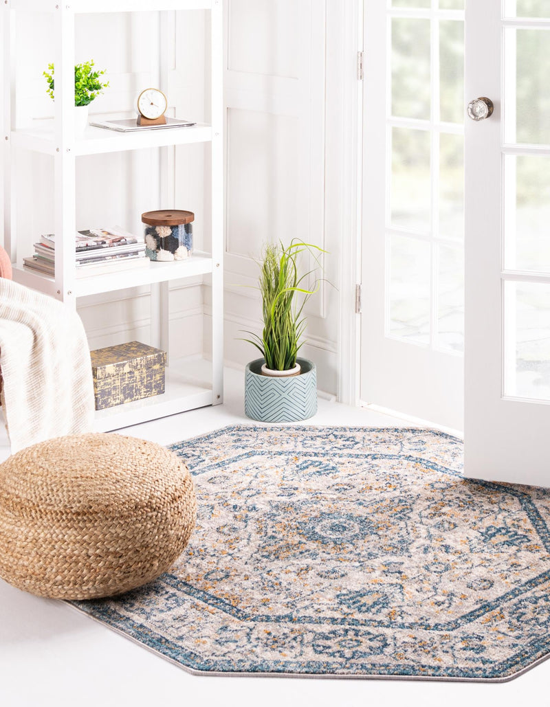 Seville Stripes Collection Area Rug - Cadiz (Light Gray) Octagon Light Gray lifestyle 16