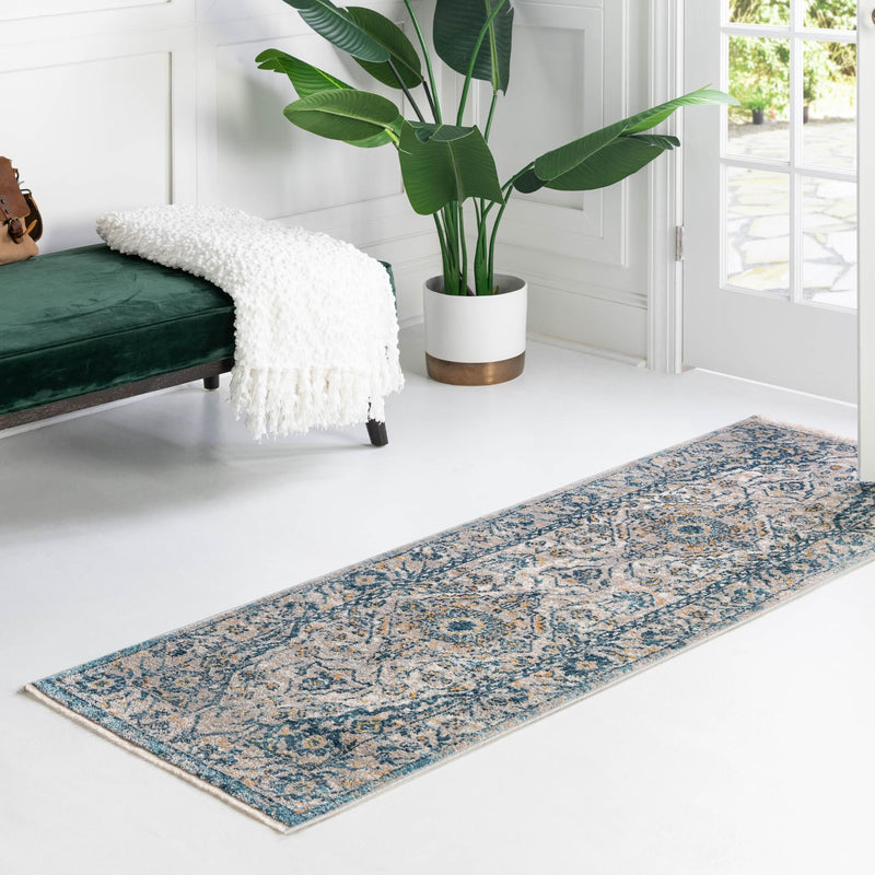 Seville Stripes Collection Area Rug - Cadiz (Light Gray) Runner Light Gray lifestyle 73