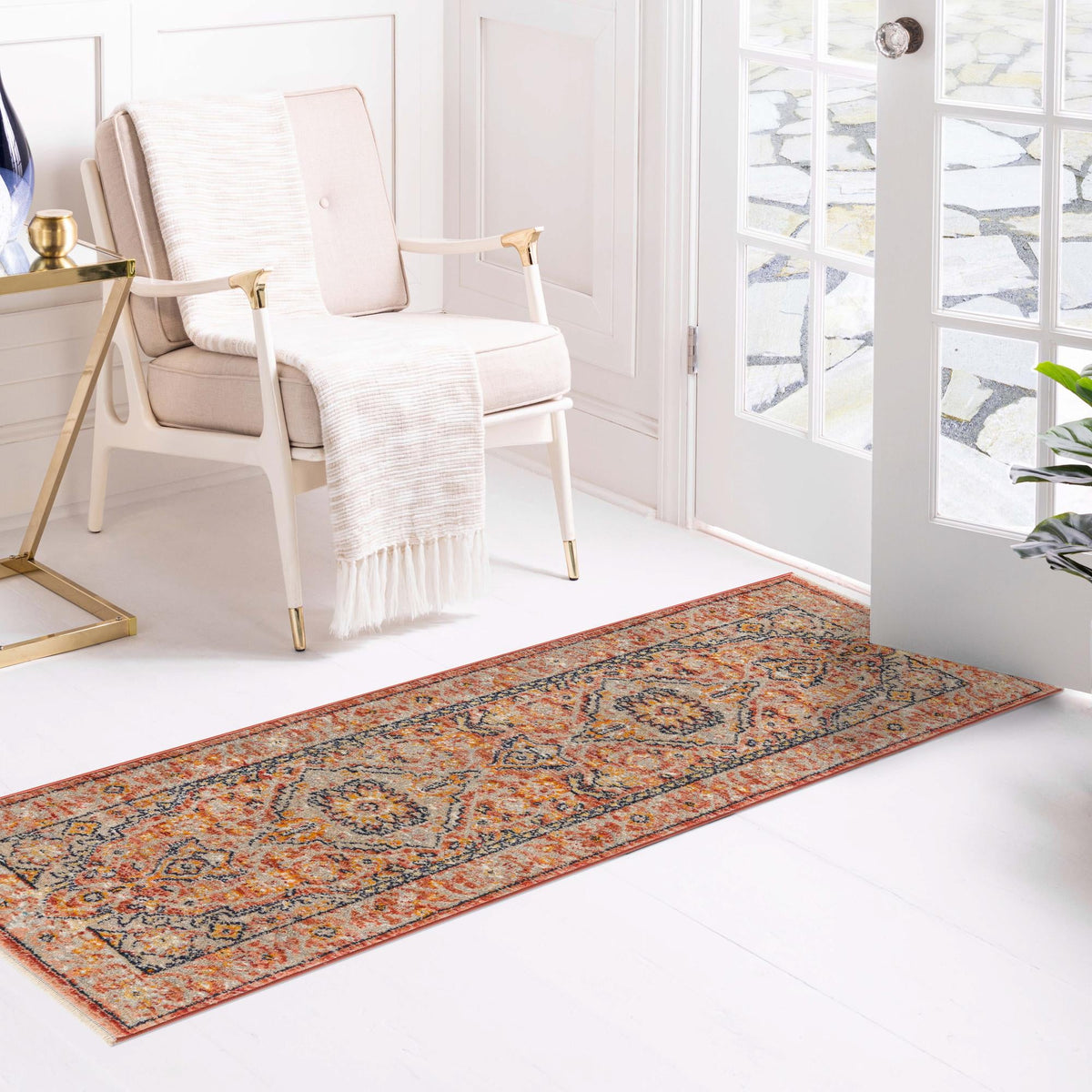 Seville Stripes Collection Area Rug - Cadiz (Brick Red) Runner Brick Red lifestyle 72
