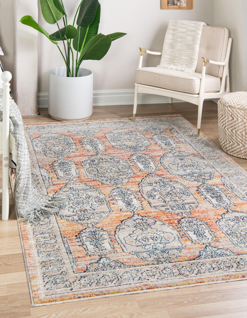 Seville Stripes Collection Area Rug - Granada (Brick Red) Rectangle Brick Red lifestyle 2