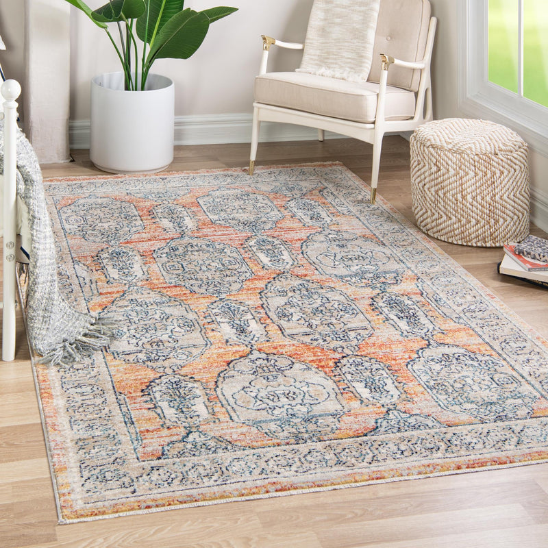 Seville Stripes Collection Area Rug - Granada (Brick Red) Rectangle Brick Red lifestyle 4