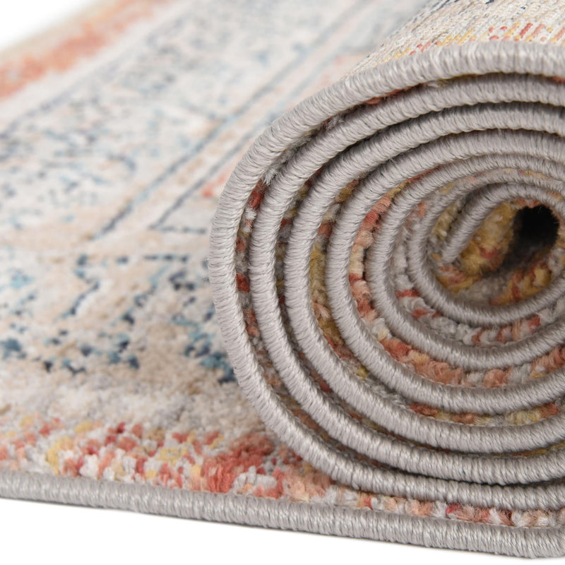 Seville Stripes Collection Area Rug - Granada (Brick Red) Round Brick Red lifestyle 52