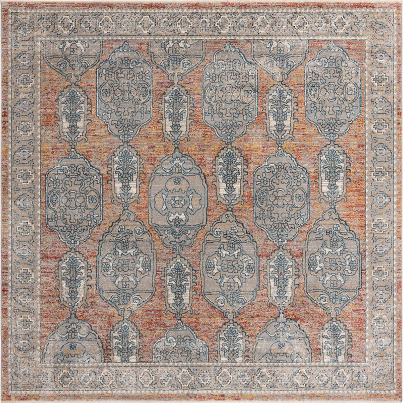 Seville Stripes Collection Area Rug - Granada (Brick Red) Square Brick Red lifestyle 3