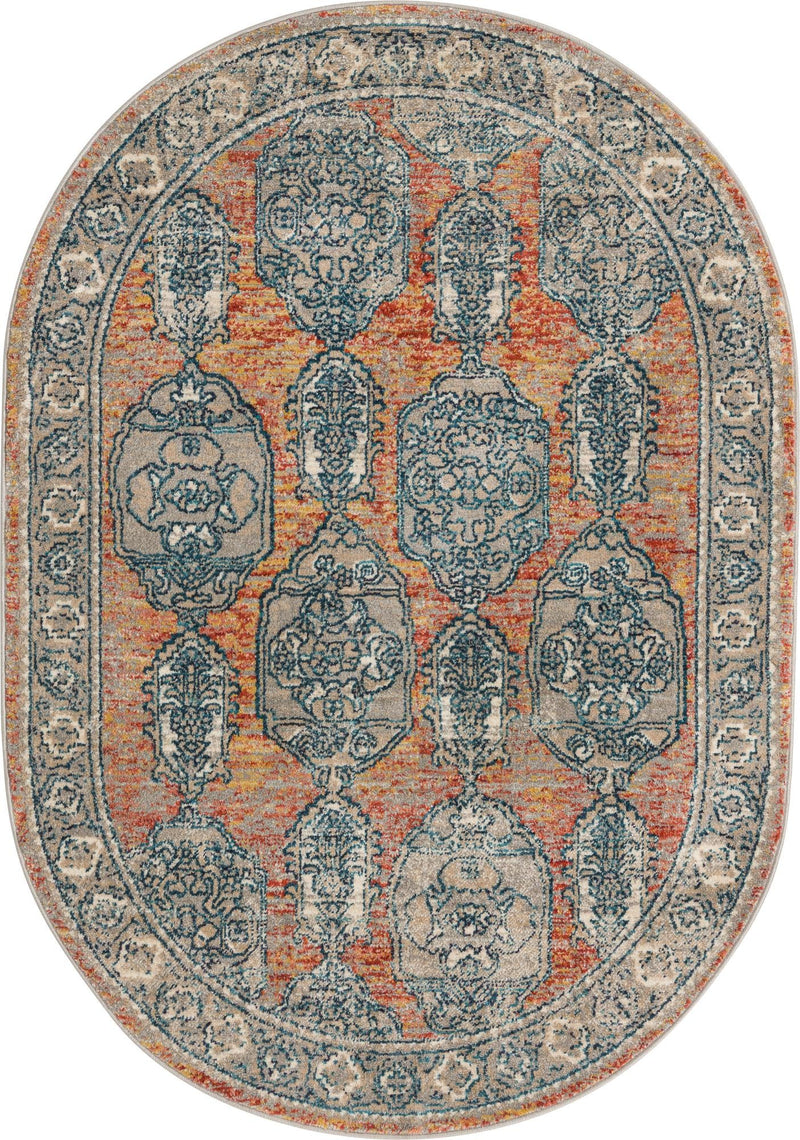 Seville Stripes Collection Area Rug - Granada (Brick Red) Oval Brick Red lifestyle 4
