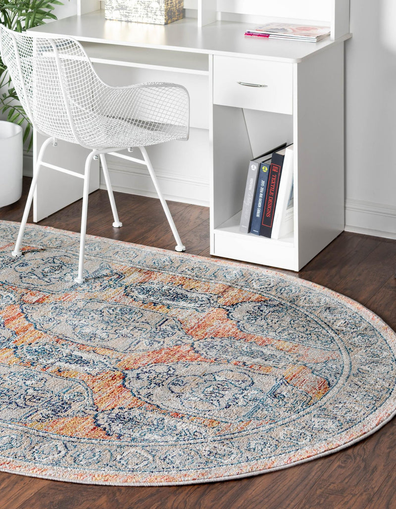 Seville Stripes Collection Area Rug - Granada (Brick Red) Oval Brick Red lifestyle 14