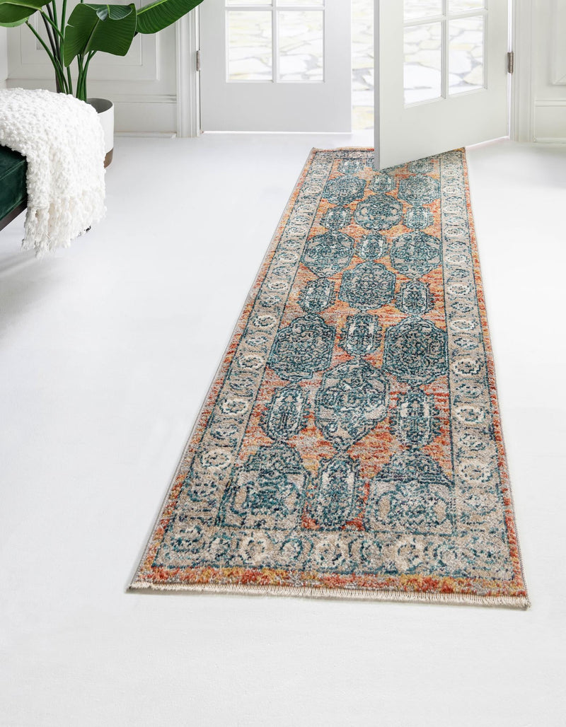 Seville Stripes Collection Area Rug - Granada (Brick Red) Runner Brick Red lifestyle 11