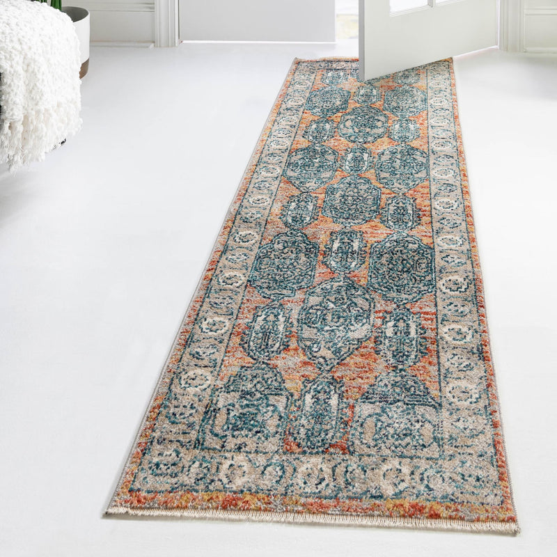 Seville Stripes Collection Area Rug - Granada (Brick Red) Runner Brick Red lifestyle 69