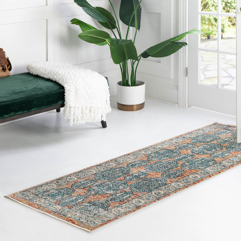 Seville Stripes Collection Area Rug - Granada (Brick Red) Runner Brick Red lifestyle 72